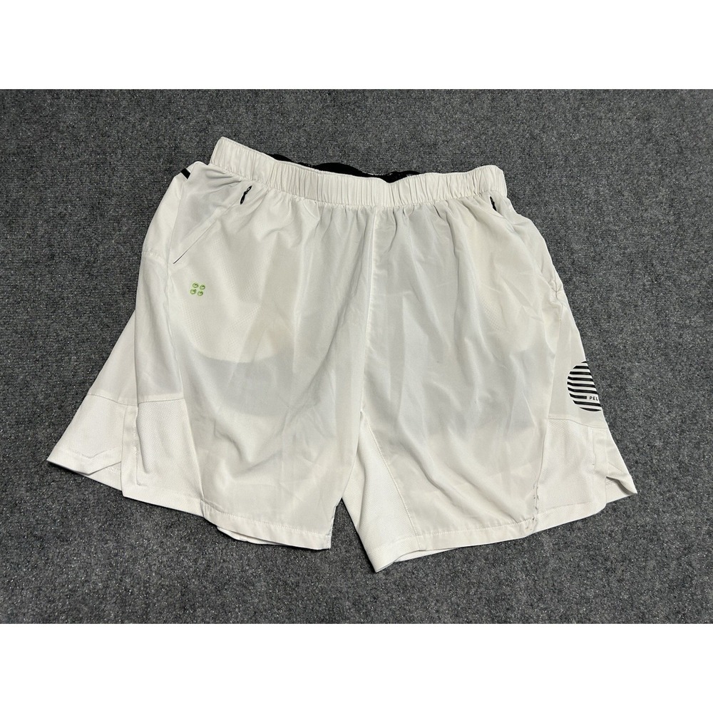 Peloton Grand AC Mens Large Shorts White With‎ Black hit lined with bike shorts